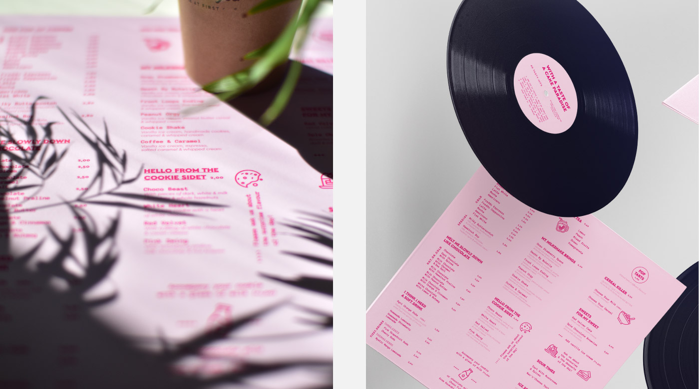 handmade cookies branding packaging logo design pop music menu catalogue vinyl sleeve britney spears